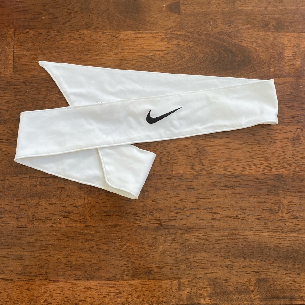White Nike tie headband